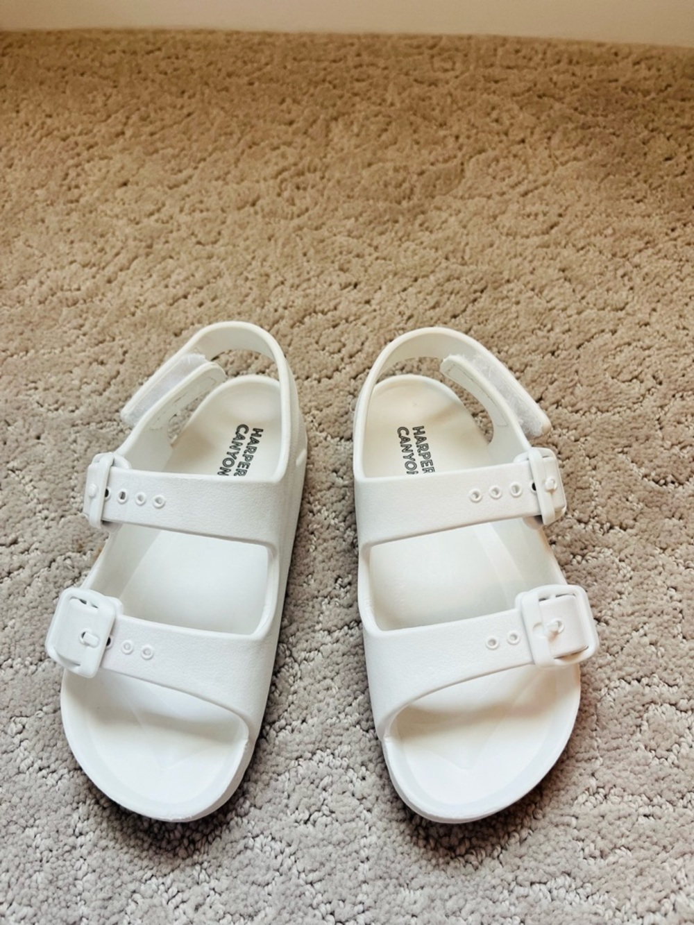 Harper Canyon White Adjustable Twin-Strap Kids Sandals